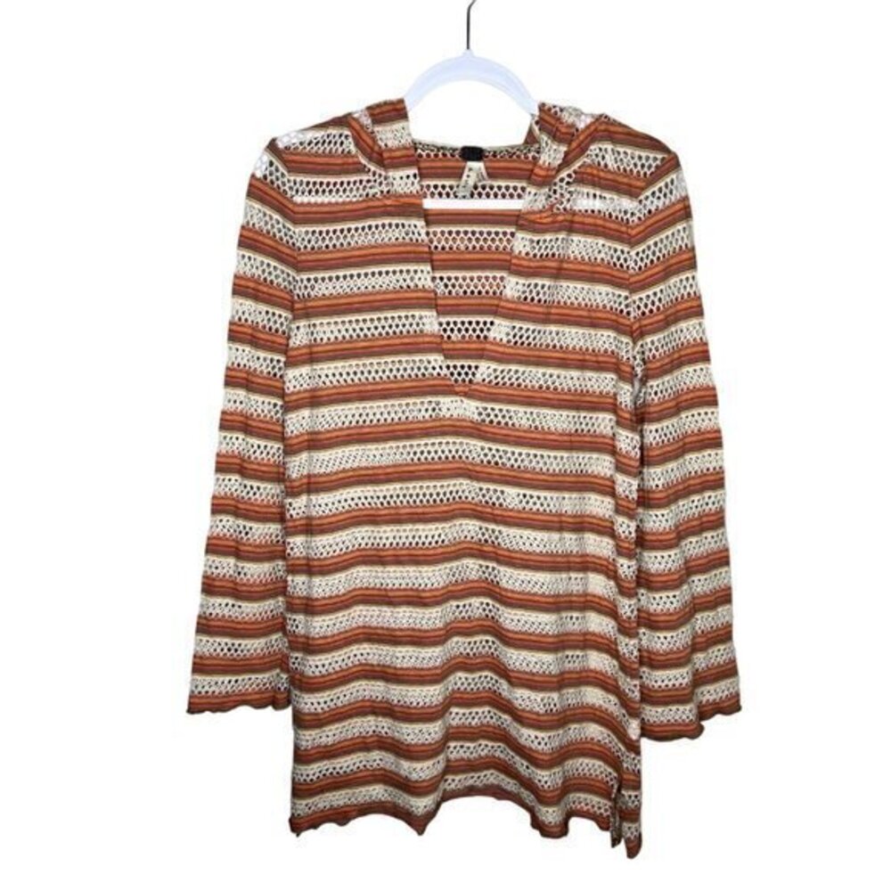 We Theβ Free Women's Striped Crochet V-Neck Top Festival Size S